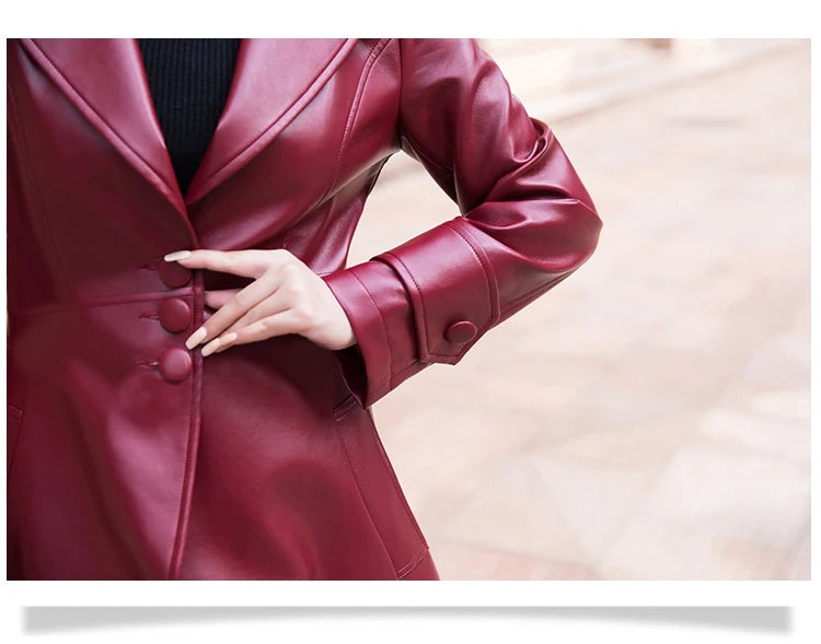 Women's Maxi fit and flare leather trench coat