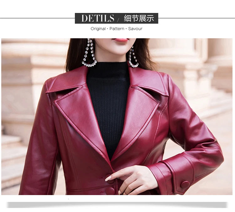 Women's Maxi fit and flare leather trench coat