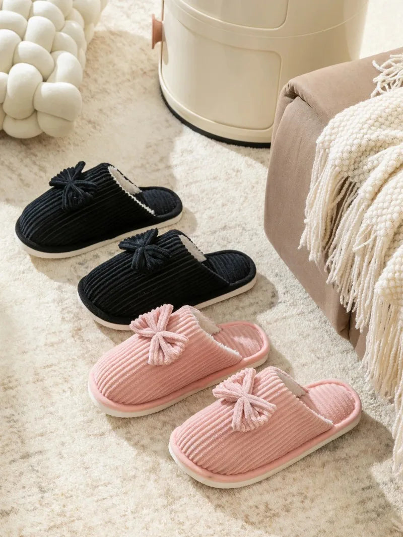 Women's Bow Winter Indoor Slippers