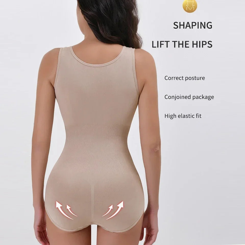 Women Tummy Control Bodysuit Shapewear with Zipper Belt