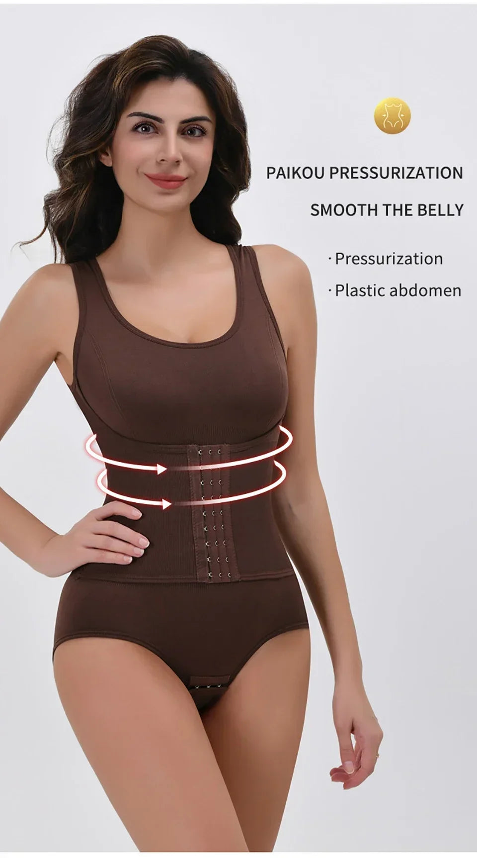 Women Tummy Control Bodysuit Shapewear with Zipper Belt
