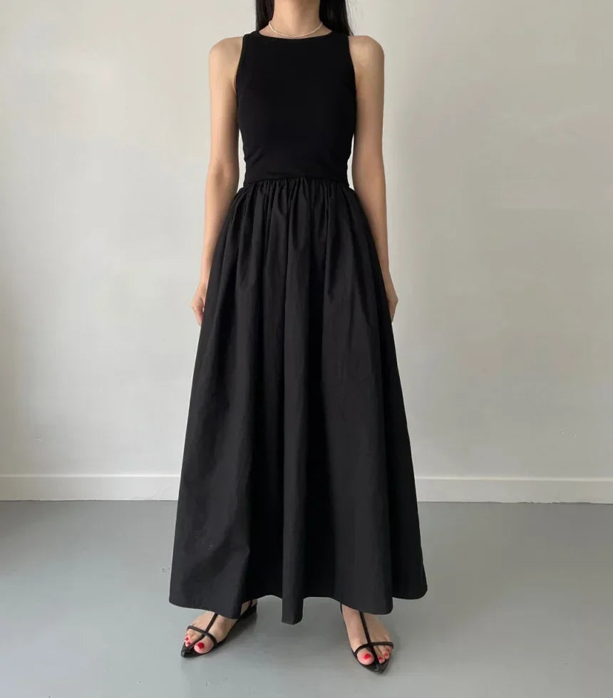 Women's Summer Simple Elegant Black Long Dress