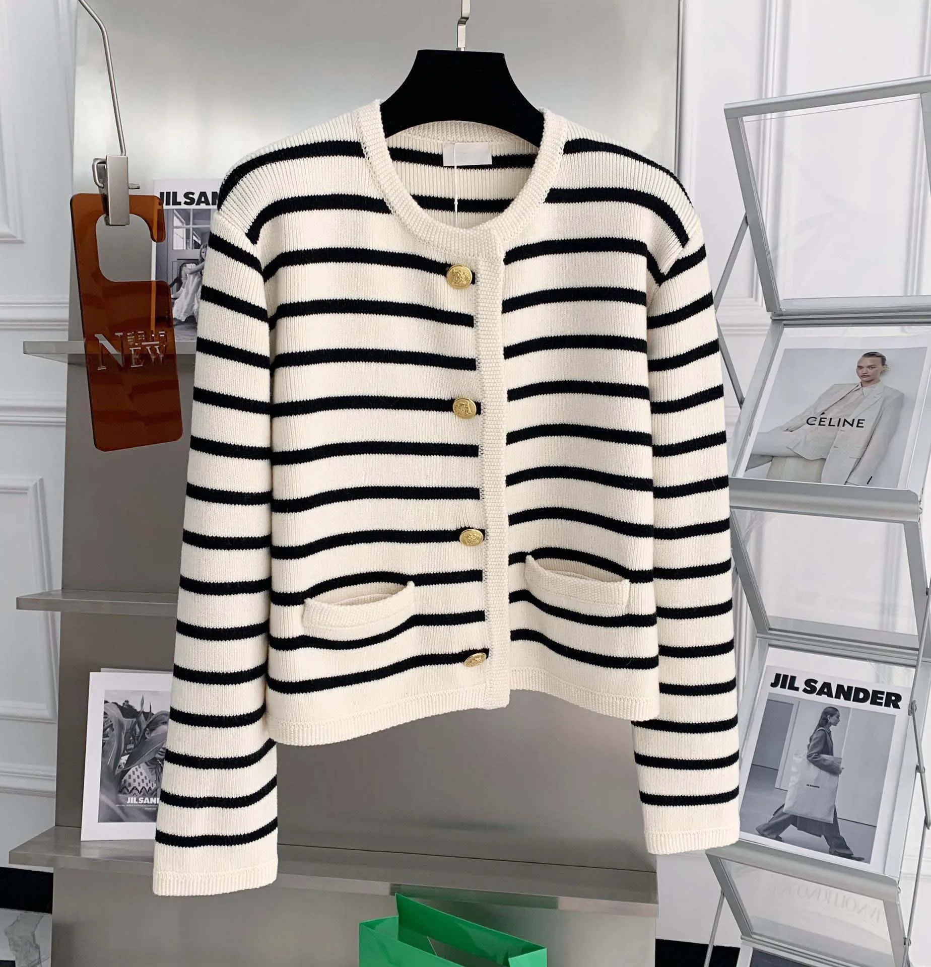 Women Stripe Knitted Cardigans