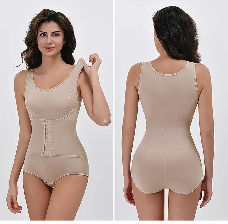 Women Tummy Control Bodysuit Shapewear with Zipper Belt