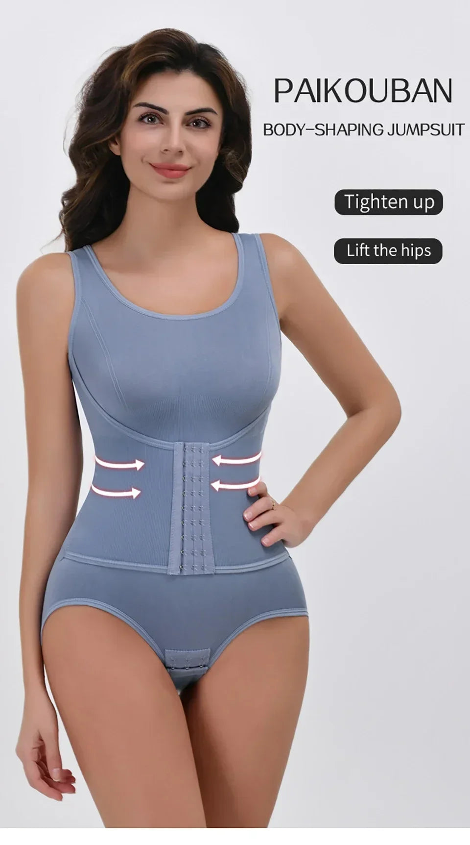 Women Tummy Control Bodysuit Shapewear with Zipper Belt