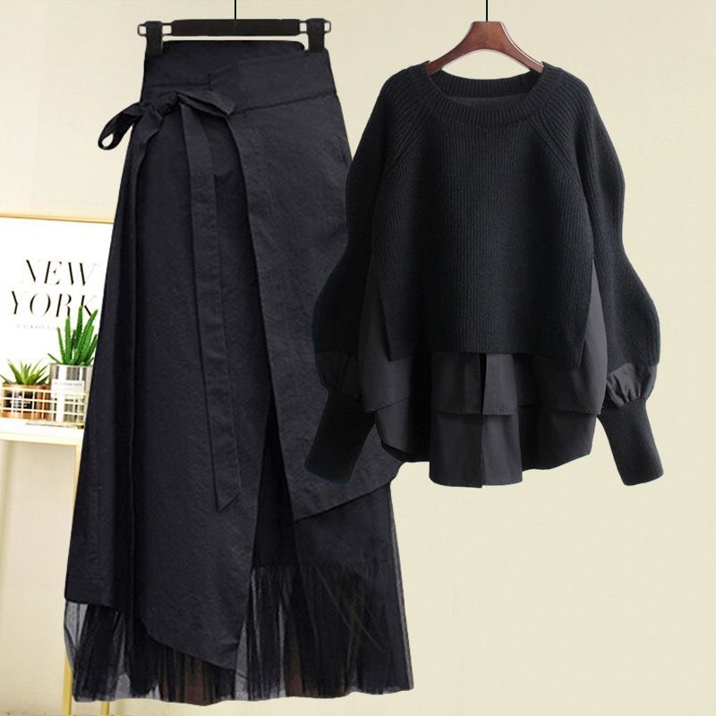 Women's Spring Autumn New Fashion  Two Piece Knit Sweater+Strap