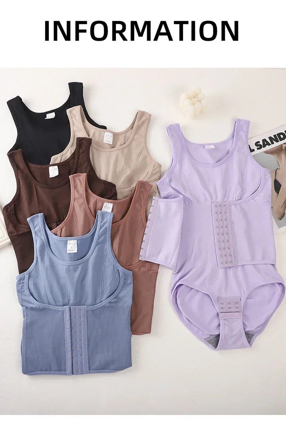 Women Tummy Control Bodysuit Shapewear with Zipper Belt