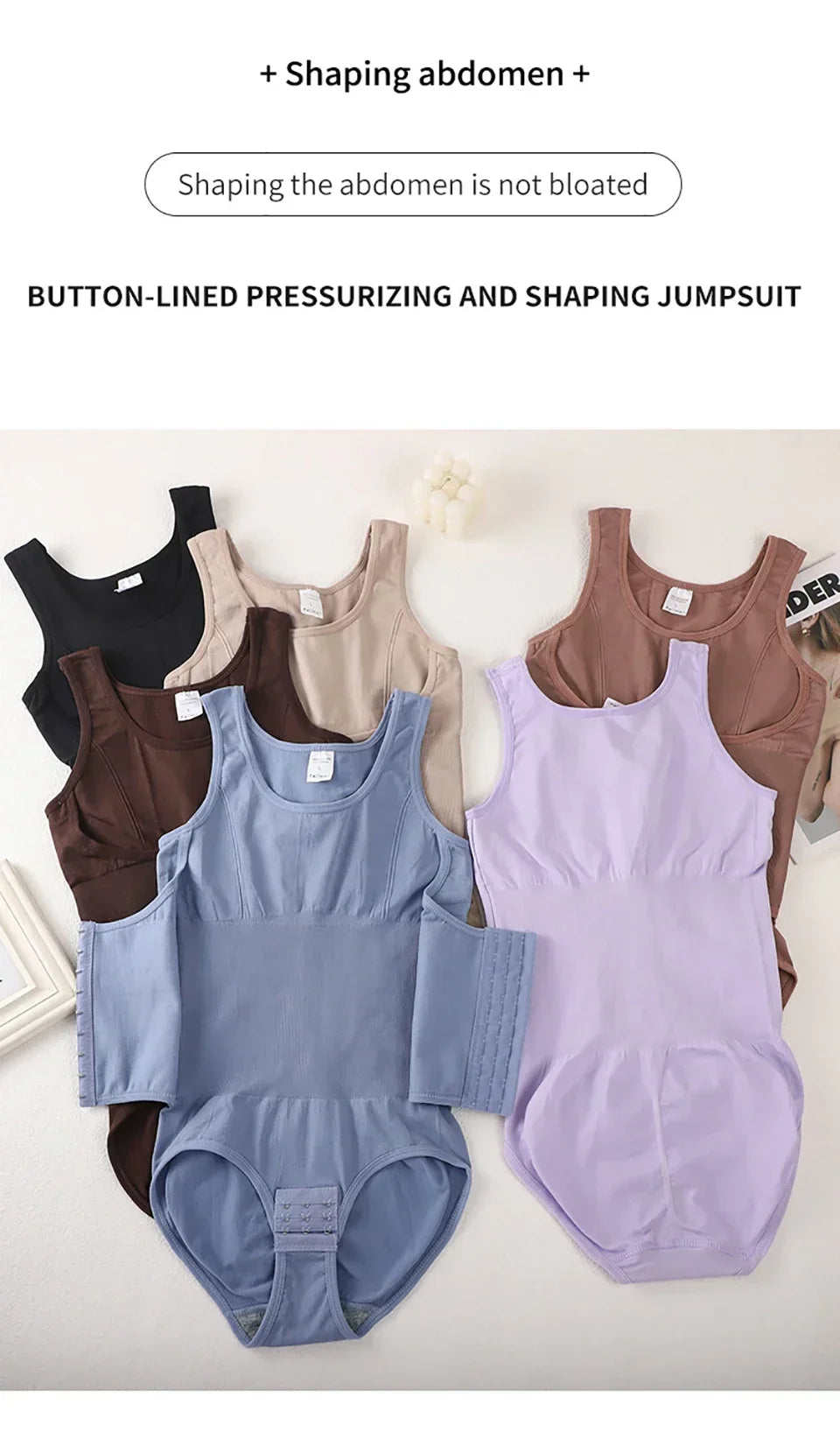 Women Tummy Control Bodysuit Shapewear with Zipper Belt