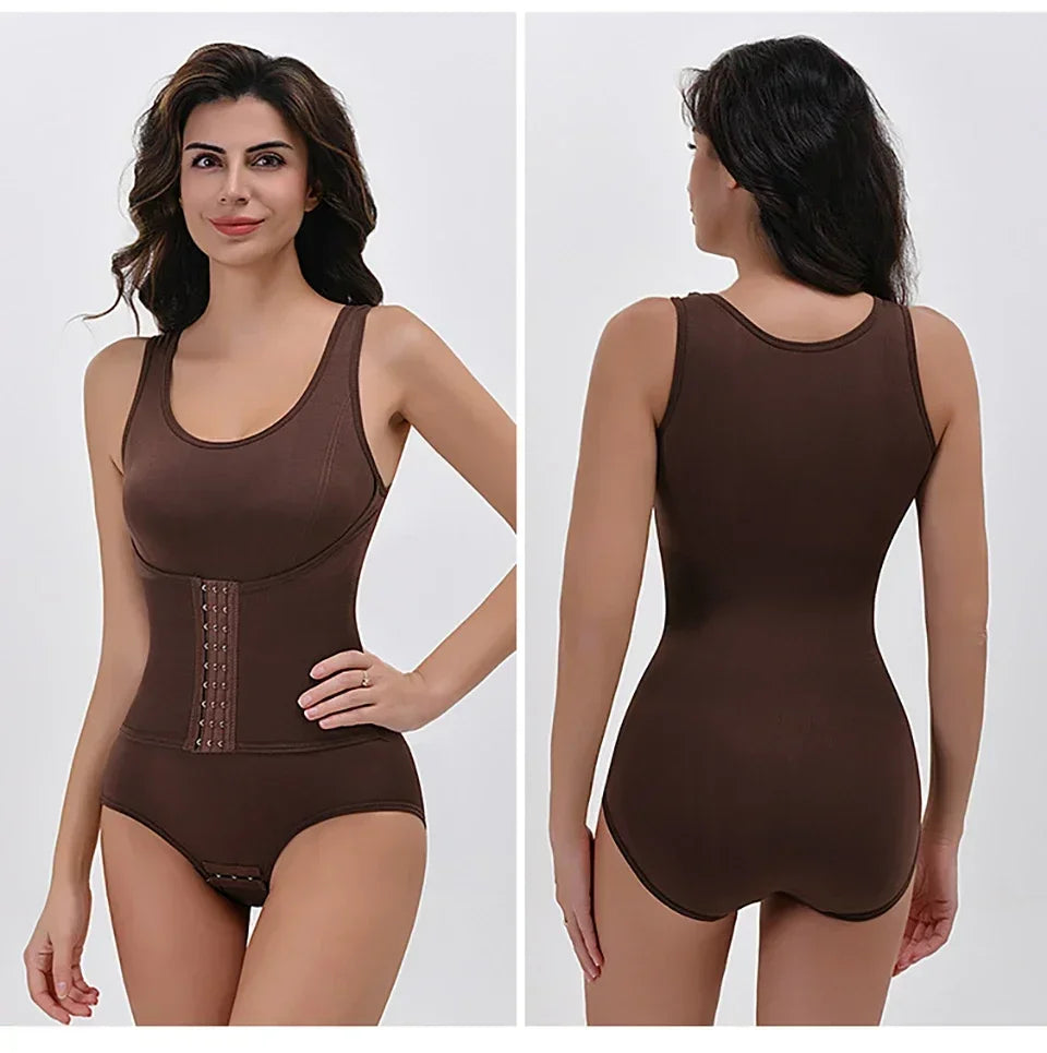 Women Tummy Control Bodysuit Shapewear with Zipper Belt