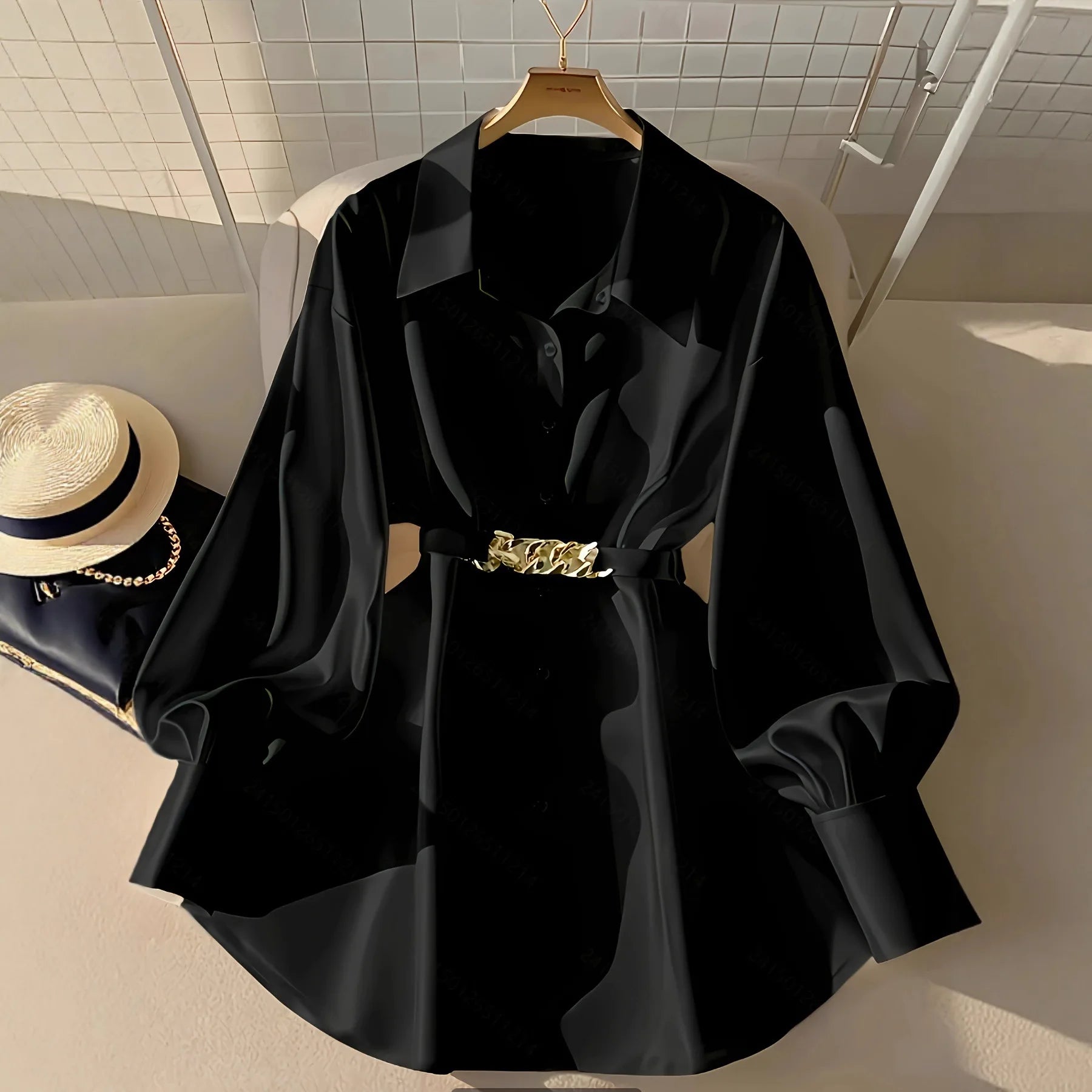 Women's Cinched Waist Blouse: White Shirt