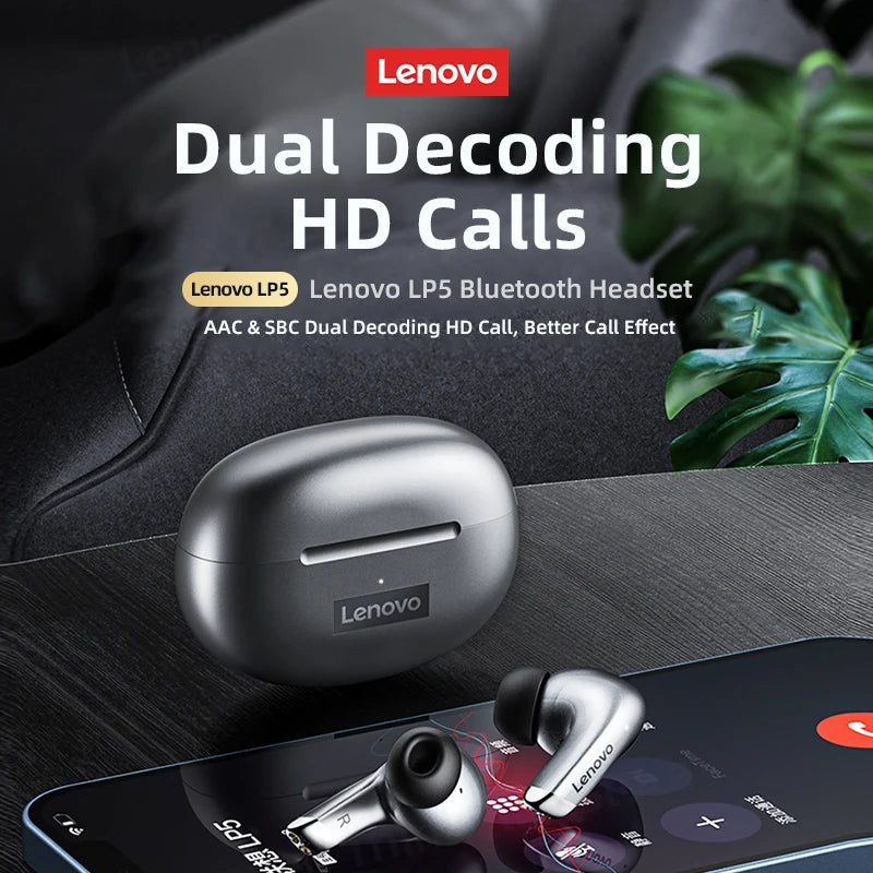 Choice Lenovo LP5 Wireless Bluetooth Earbuds HiFi Music Earphone with Mic Headphones Sports Waterproof Headset Business Type-c