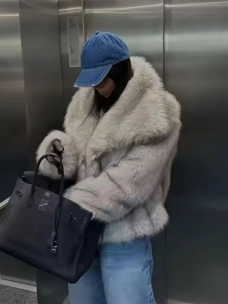 Women's Plush Fluffy Fur Coat