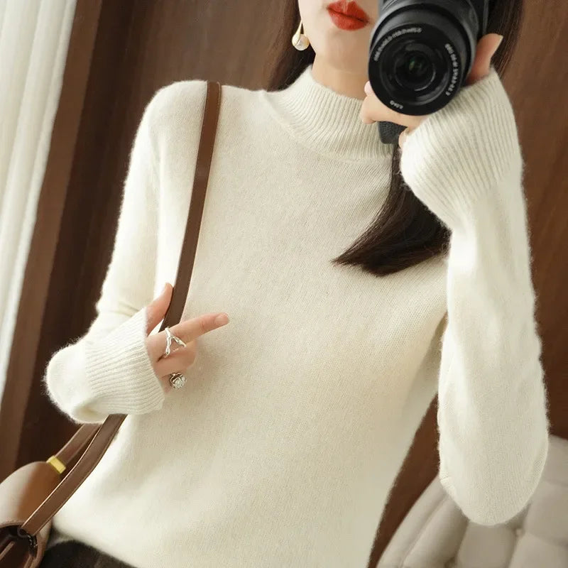 Winter Women's Basic Knitwear Solid Long Sleeve Pullovers