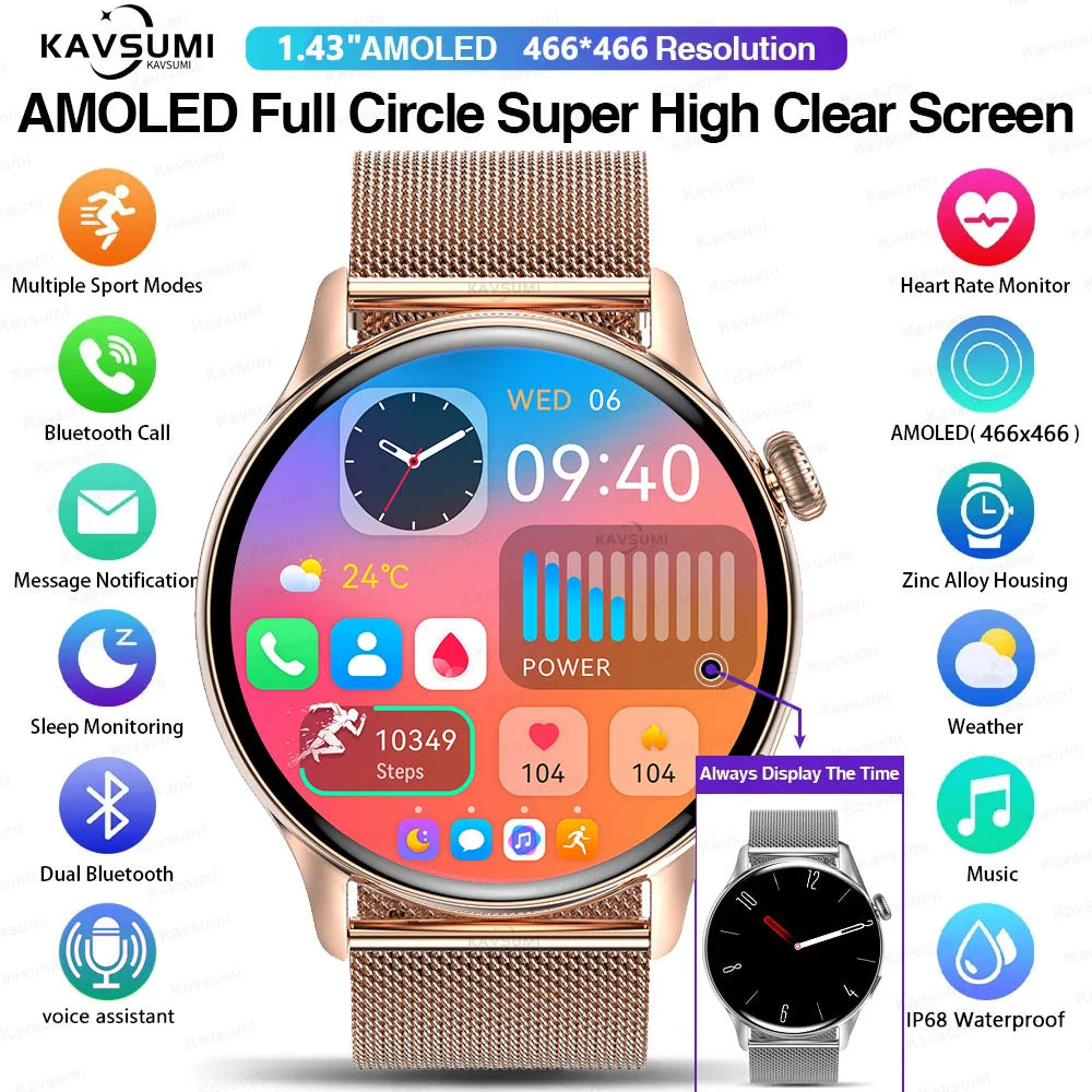 Ladies Smart Watch Amoled HD GPS Track Sports Heart Rate Bluetooth