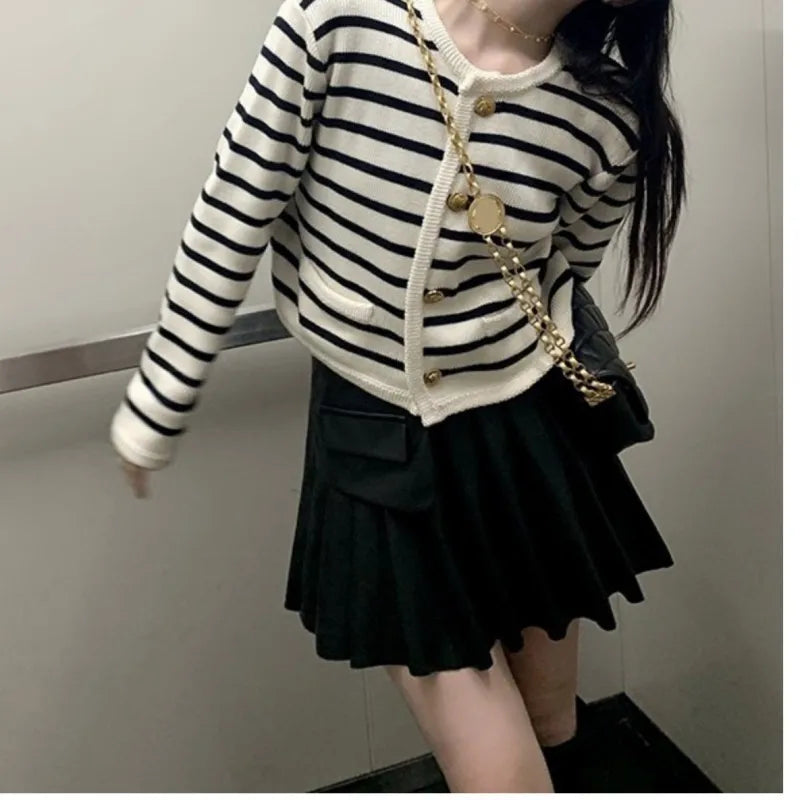 Women Stripe Knitted Cardigans