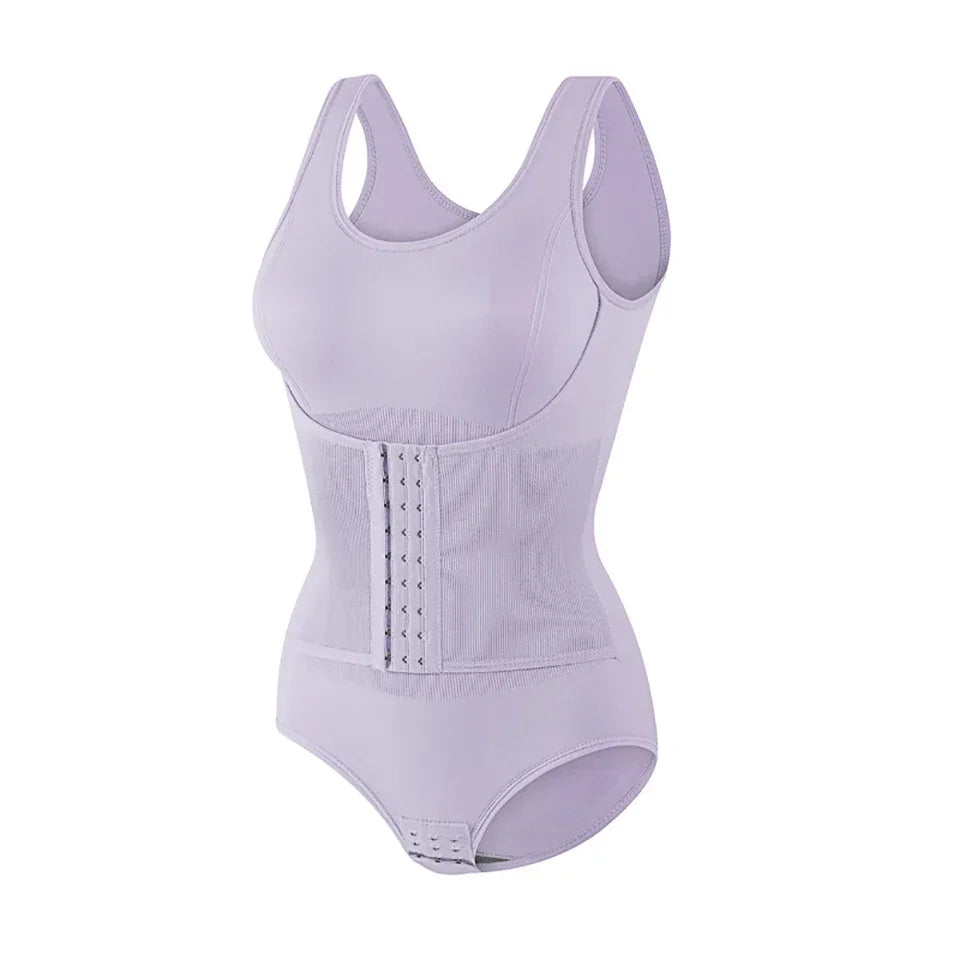 Women Tummy Control Bodysuit Shapewear with Zipper Belt