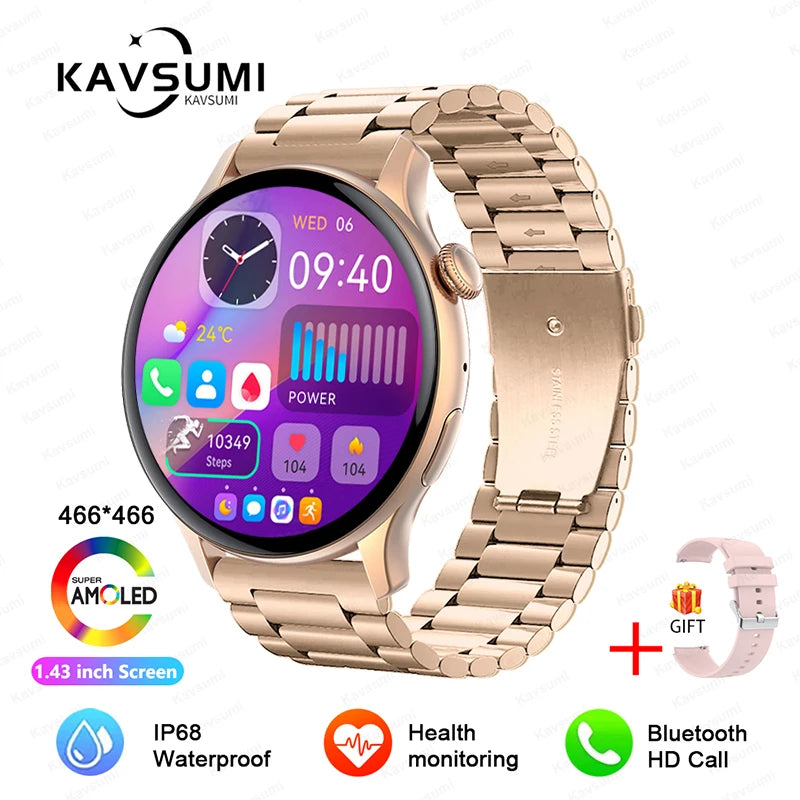 Ladies Smart Watch Amoled HD GPS Track Sports Heart Rate Bluetooth