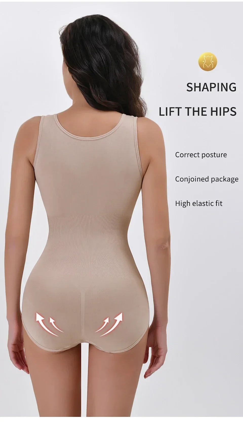 Women Tummy Control Bodysuit Shapewear with Zipper Belt