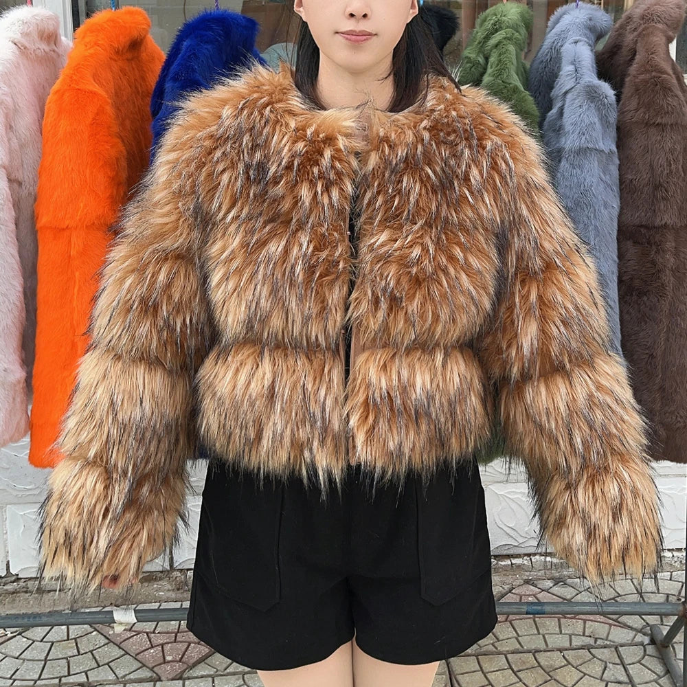 Women's thick Faux Fur Coat  Jacket