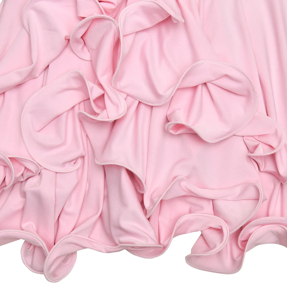 Women's A-Line Bodycon Mini Dress Ruffle Hem V-Neck Asymmetrical Buttons Long Sleeve Short Dress