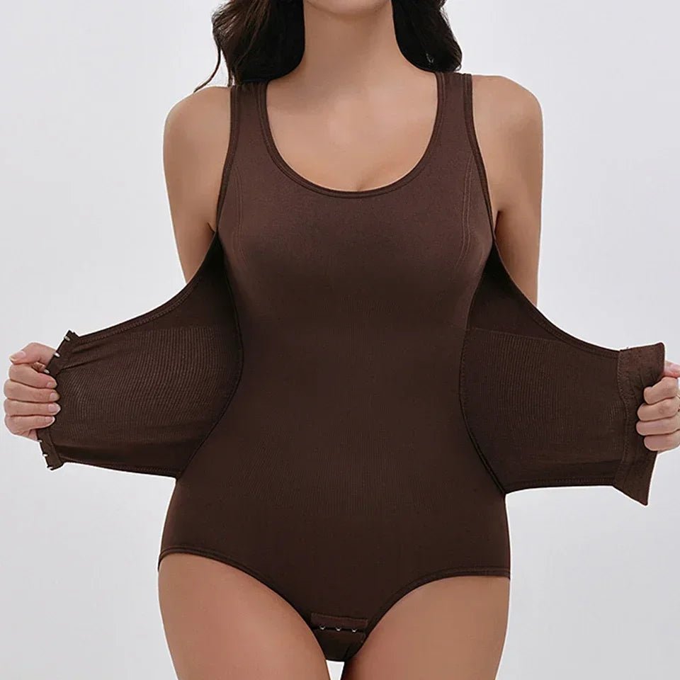 Women Tummy Control Bodysuit Shapewear with Zipper Belt
