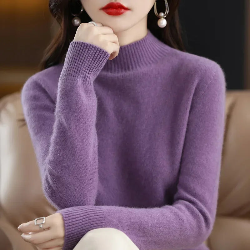 Winter Women's Basic Knitwear Solid Long Sleeve Pullovers
