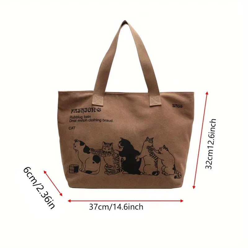 Women's Fashionable Canvas Tote Bag Spacious Durable Shoulder Bag
