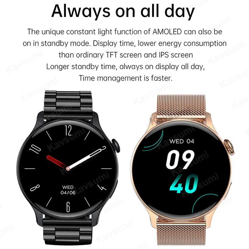 Ladies Smart Watch Amoled HD GPS Track Sports Heart Rate Bluetooth