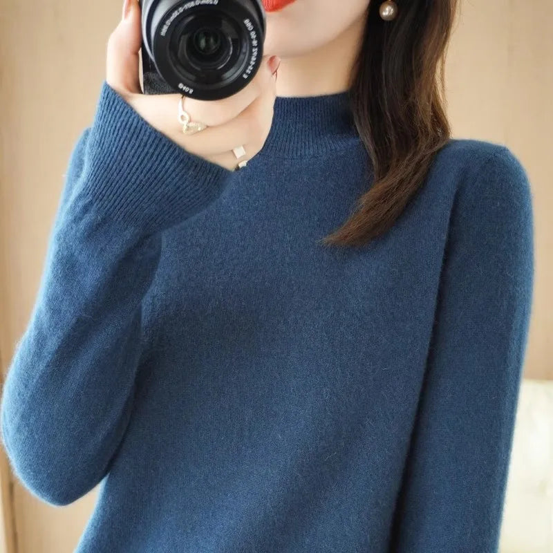Winter Women's Basic Knitwear Solid Long Sleeve Pullovers