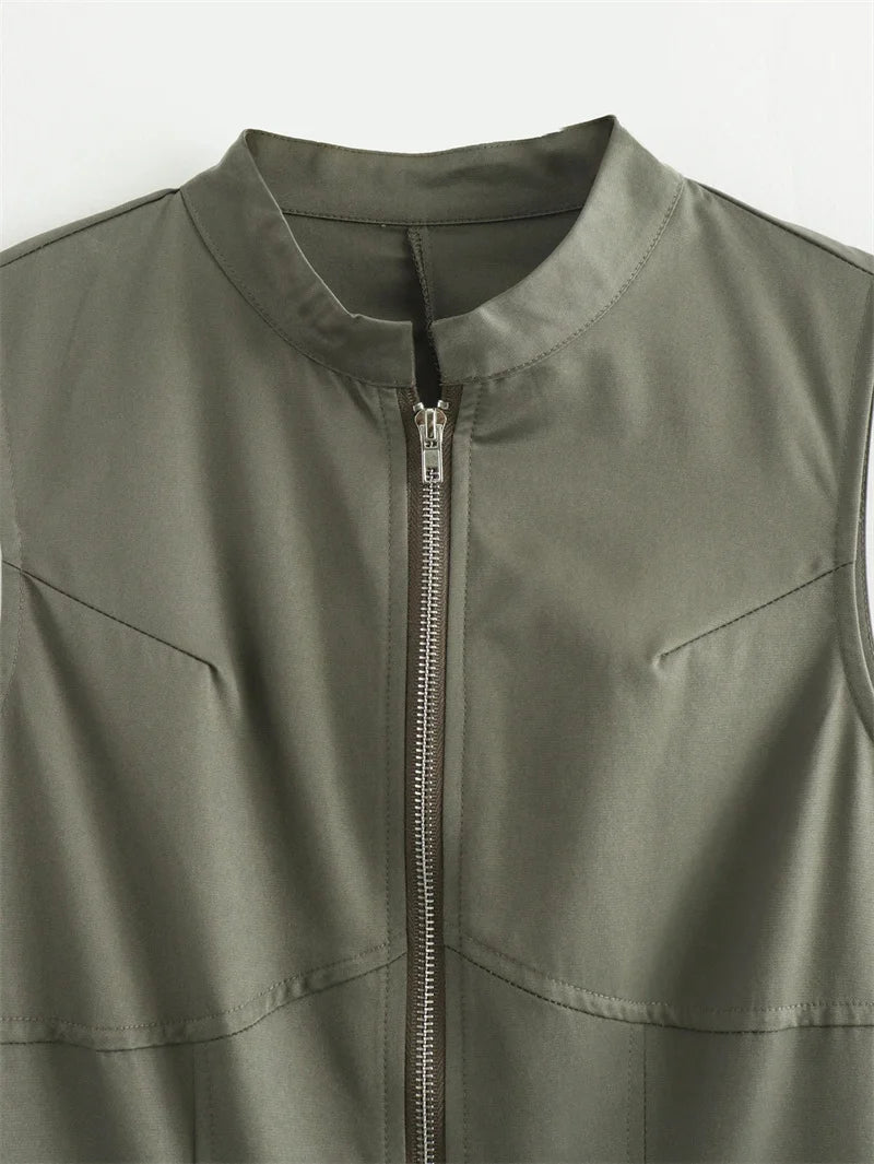 Woman Pleated Sleeveless Bodycon Summer Dress