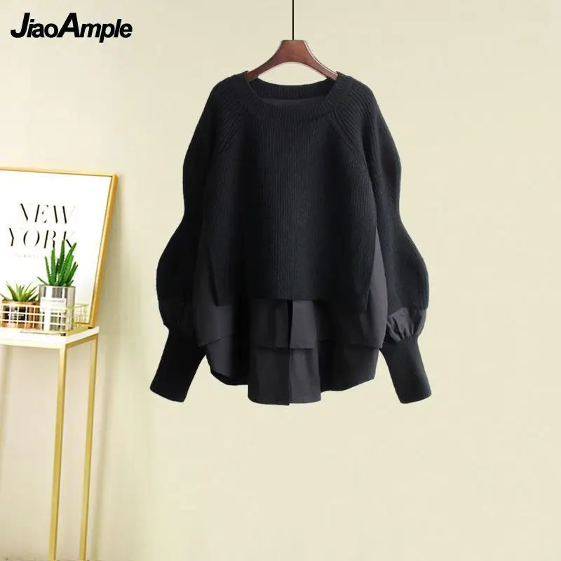 Women's Spring Autumn New Fashion  Two Piece Knit Sweater+Strap