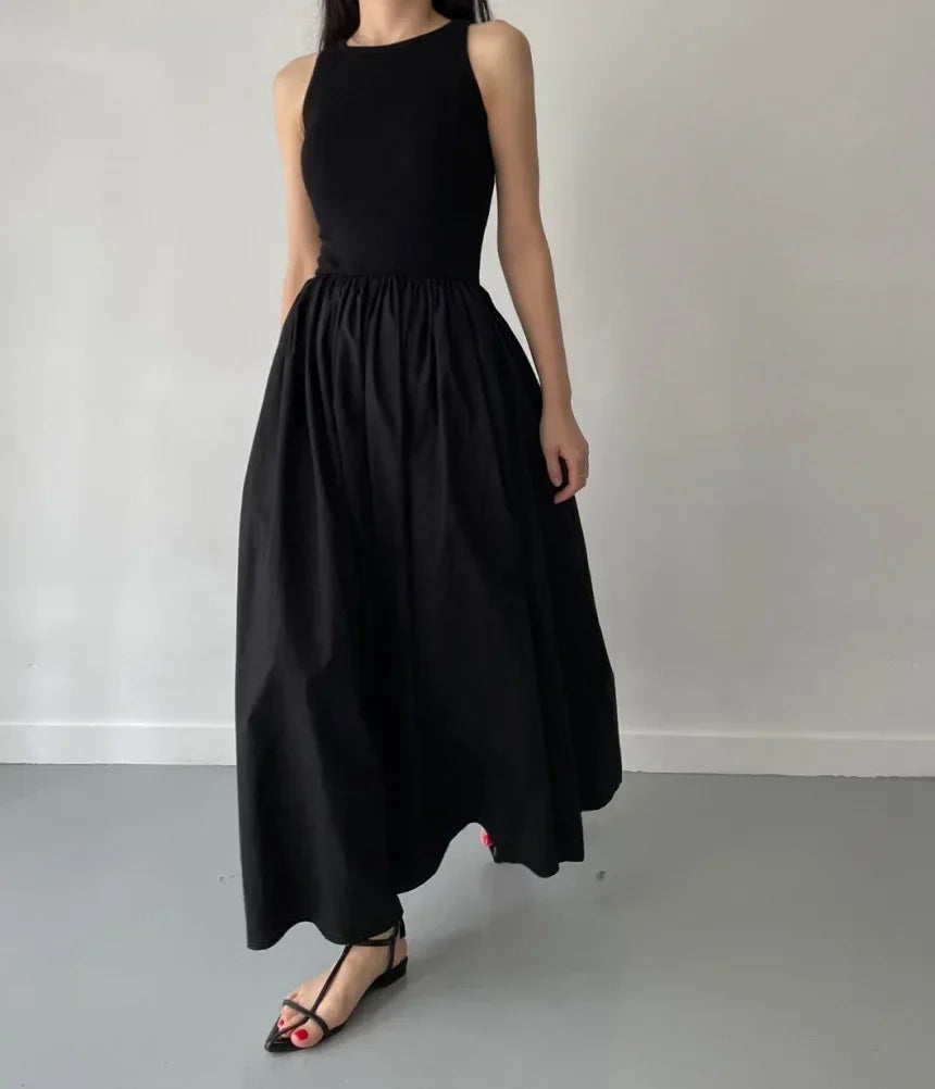 Women's Summer Simple Elegant Black Long Dress