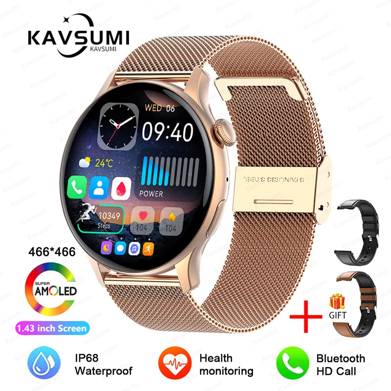 Ladies Smart Watch Amoled HD GPS Track Sports Heart Rate Bluetooth