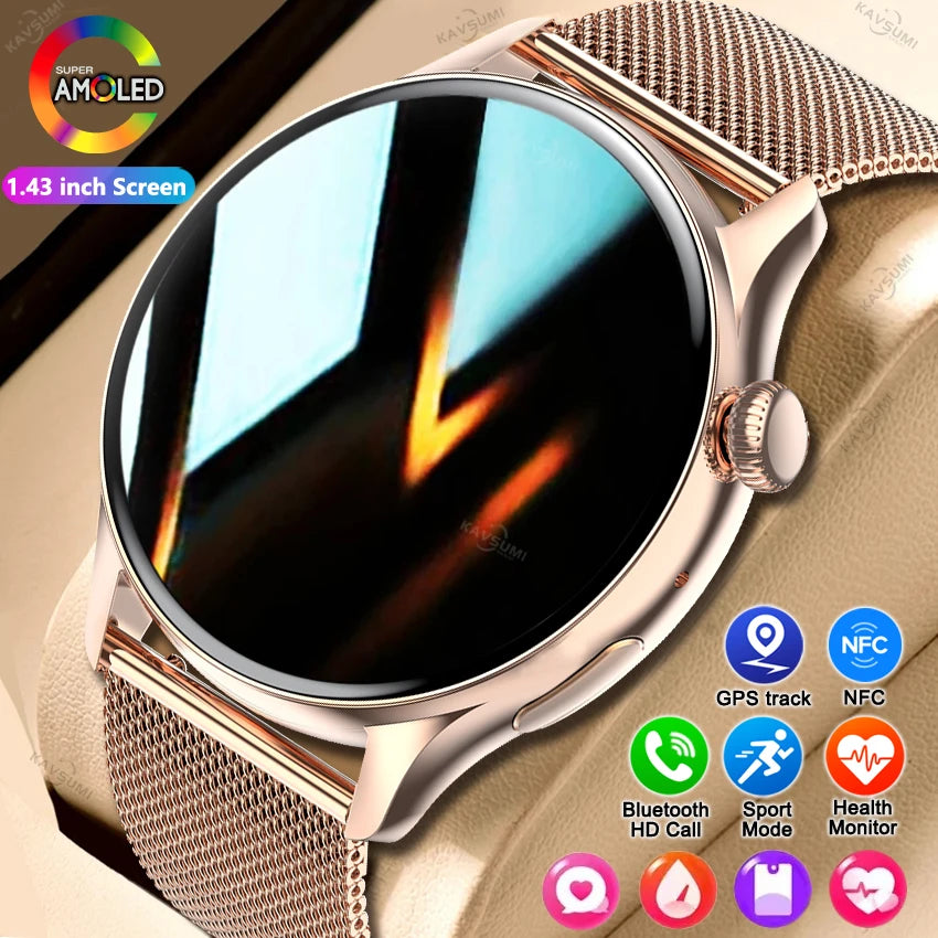 Ladies Smart Watch Amoled HD GPS Track Sports Heart Rate Bluetooth