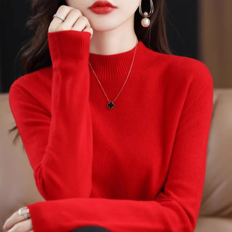 Winter Women's Basic Knitwear Solid Long Sleeve Pullovers