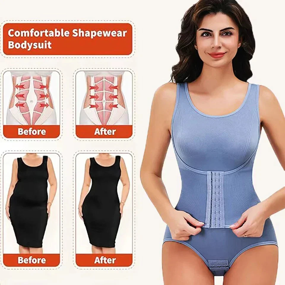 Women Tummy Control Bodysuit Shapewear with Zipper Belt