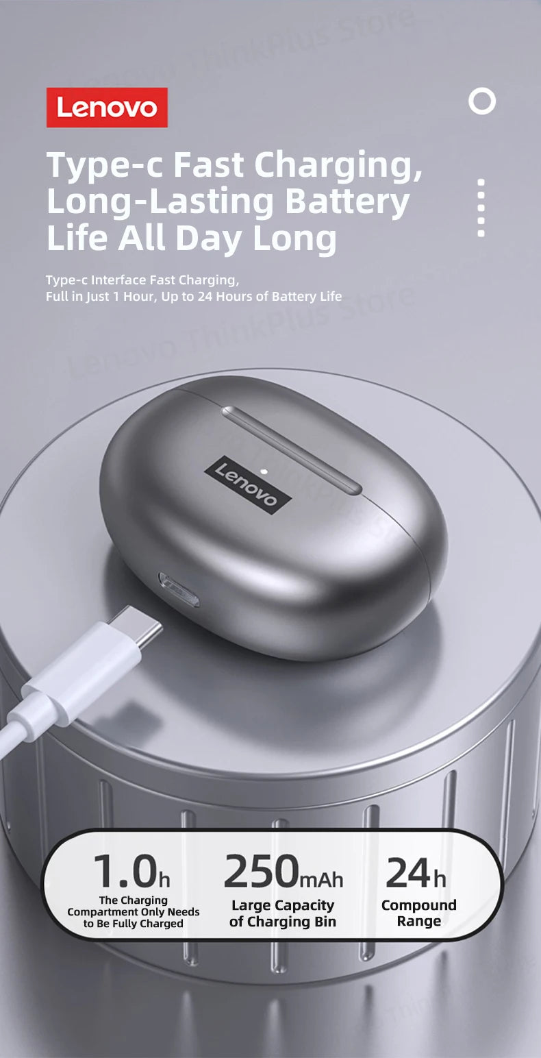 Choice Lenovo LP5 Wireless Bluetooth Earbuds HiFi Music Earphone with Mic Headphones Sports Waterproof Headset Business Type-c