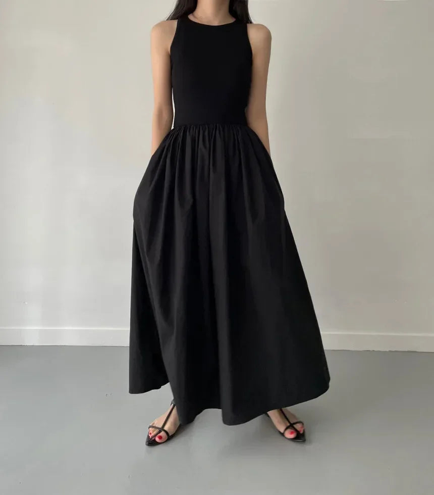 Women's Summer Simple Elegant Black Long Dress