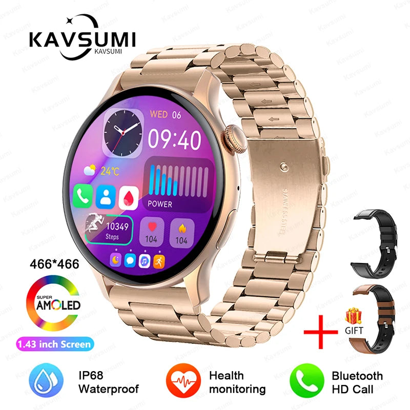 Ladies Smart Watch Amoled HD GPS Track Sports Heart Rate Bluetooth
