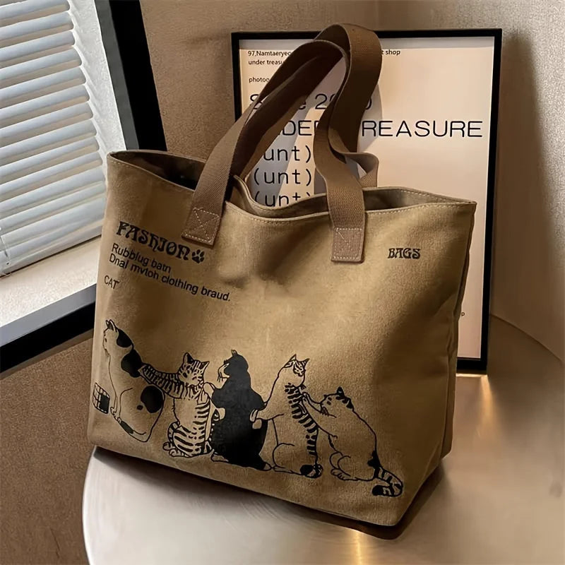 Women's Fashionable Canvas Tote Bag Spacious Durable Shoulder Bag