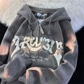 Women's Fashion Embroidery Zip Up Hoodies Sweatshirt Jacket