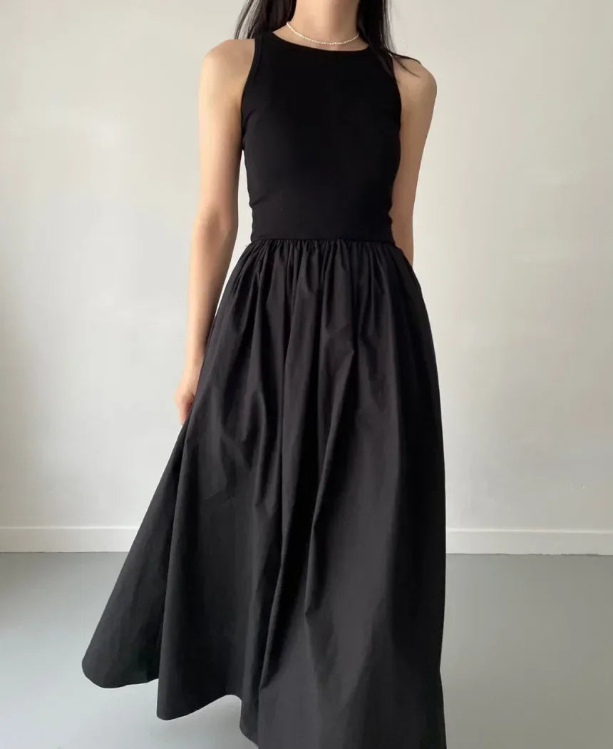Women's Summer Simple Elegant Black Long Dress