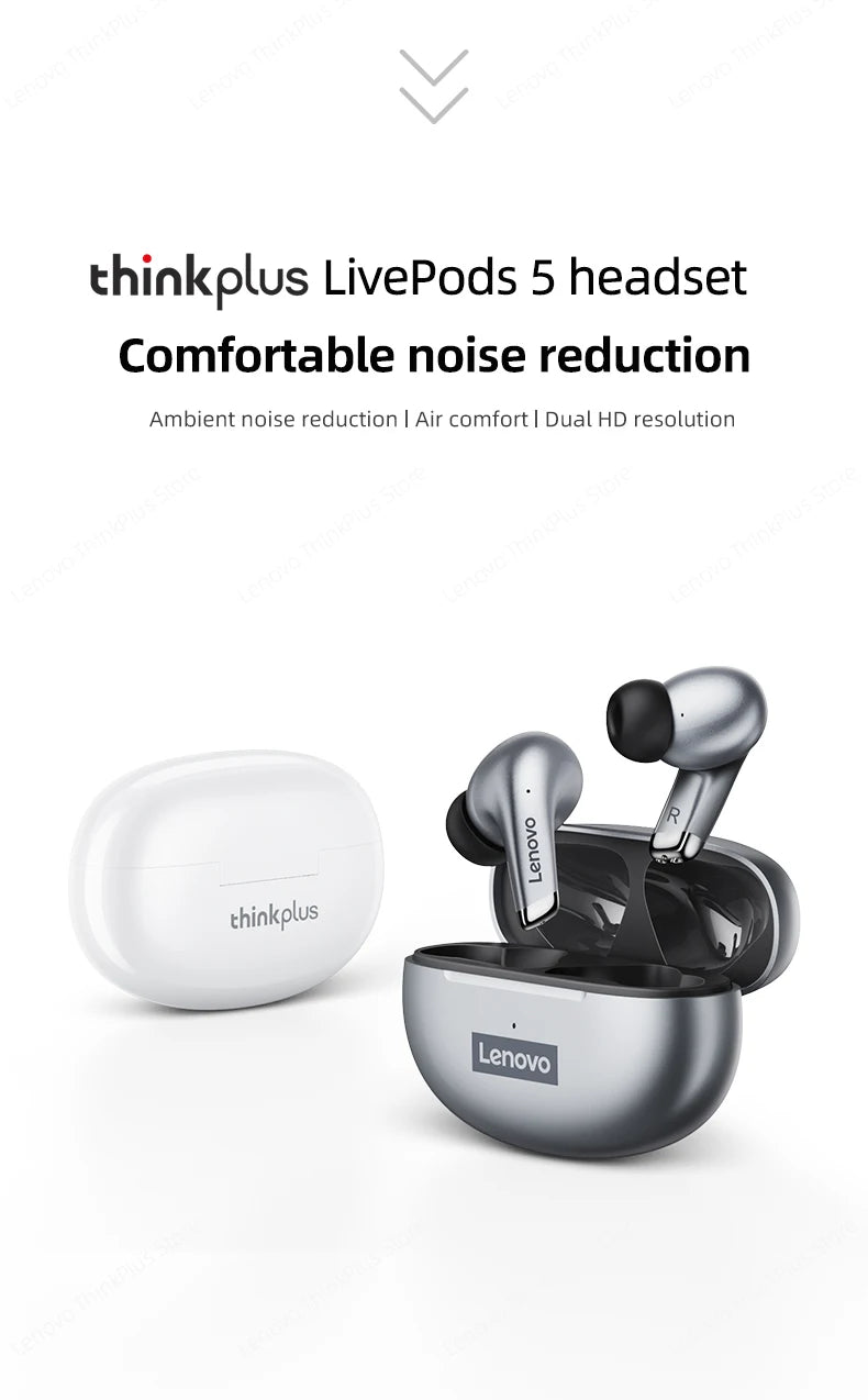 Choice Lenovo LP5 Wireless Bluetooth Earbuds HiFi Music Earphone with Mic Headphones Sports Waterproof Headset Business Type-c