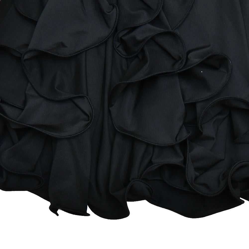 Women's A-Line Bodycon Mini Dress Ruffle Hem V-Neck Asymmetrical Buttons Long Sleeve Short Dress