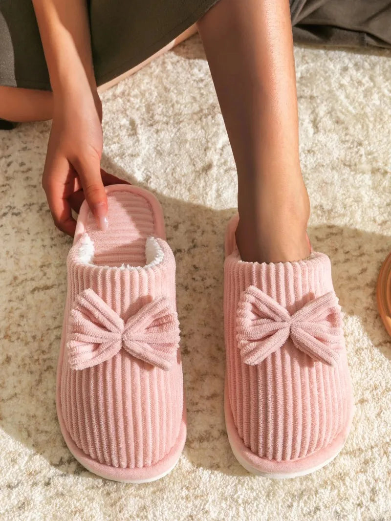 Women's Bow Winter Indoor Slippers