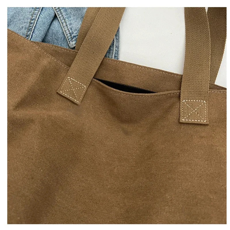 Women's Fashionable Canvas Tote Bag Spacious Durable Shoulder Bag