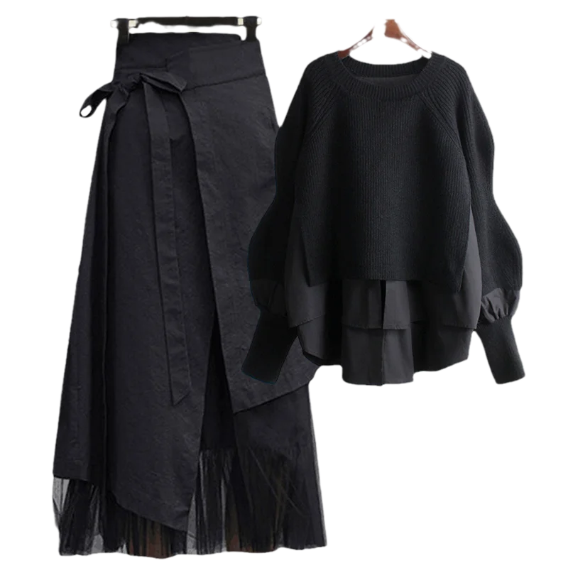 Women's Spring Autumn New Fashion  Two Piece Knit Sweater+Strap