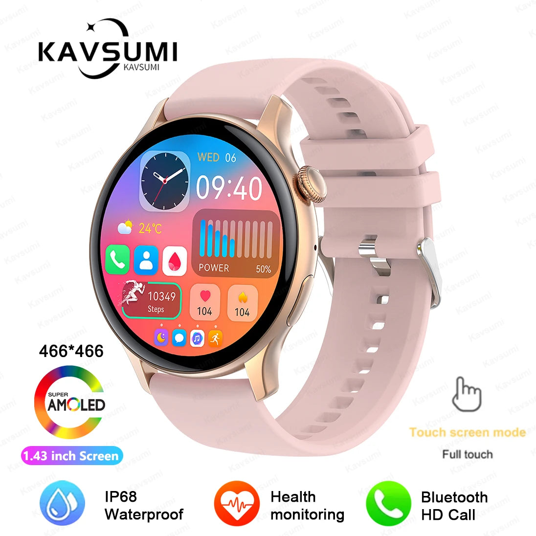 Ladies Smart Watch Amoled HD GPS Track Sports Heart Rate Bluetooth