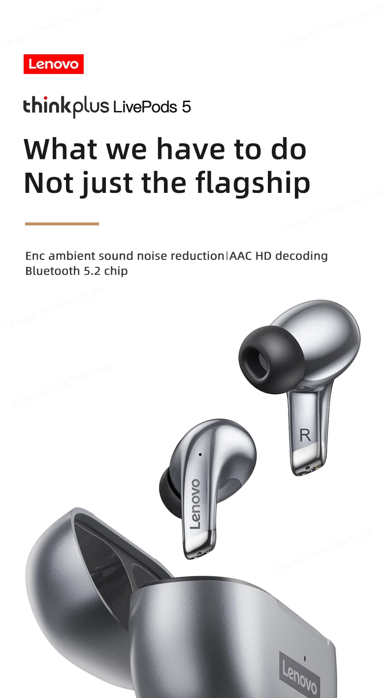 Choice Lenovo LP5 Wireless Bluetooth Earbuds HiFi Music Earphone with Mic Headphones Sports Waterproof Headset Business Type-c