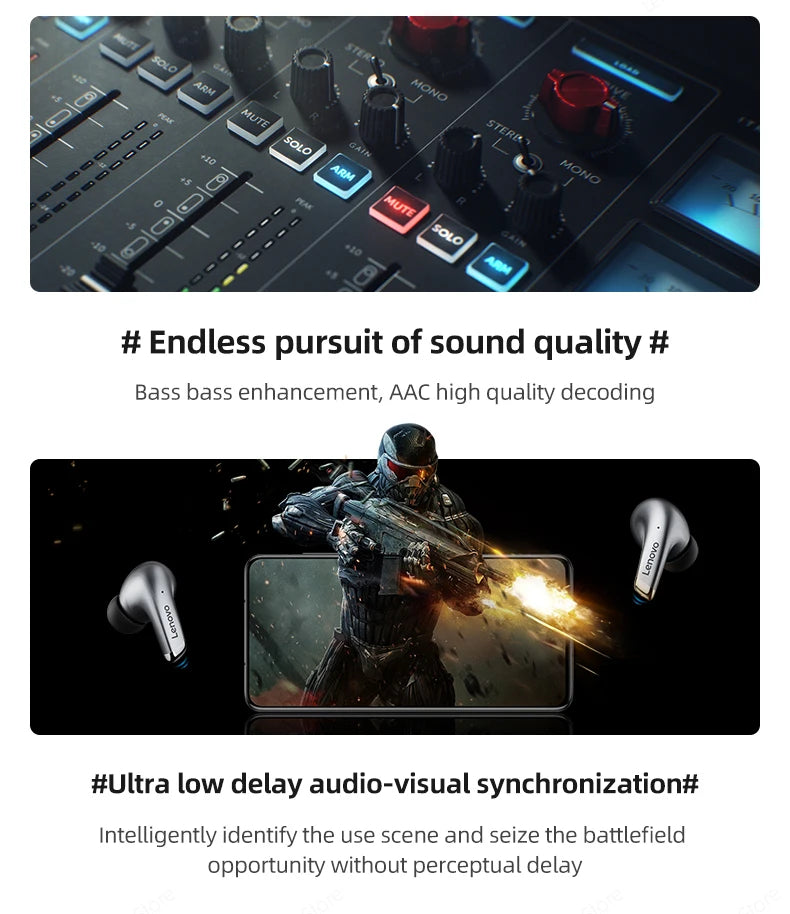 Choice Lenovo LP5 Wireless Bluetooth Earbuds HiFi Music Earphone with Mic Headphones Sports Waterproof Headset Business Type-c